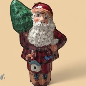 Hallmark Vintage Tin Ornament Woodland Santa 1996